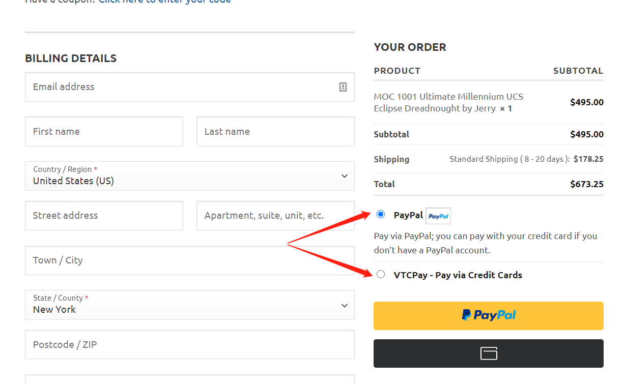Which payment methods are accepted in the Online Shop