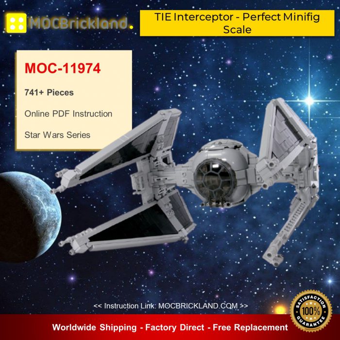 Star wars moc-11974 tie interceptor - perfect minifig scale by brickvault mocbrickland