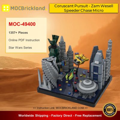 Star Wars MOC-49400 Coruscant Pursuit - Zam Wesell Speeder Chase Micro - Episode II Star Wars By 6211 MOCBRICKLAND